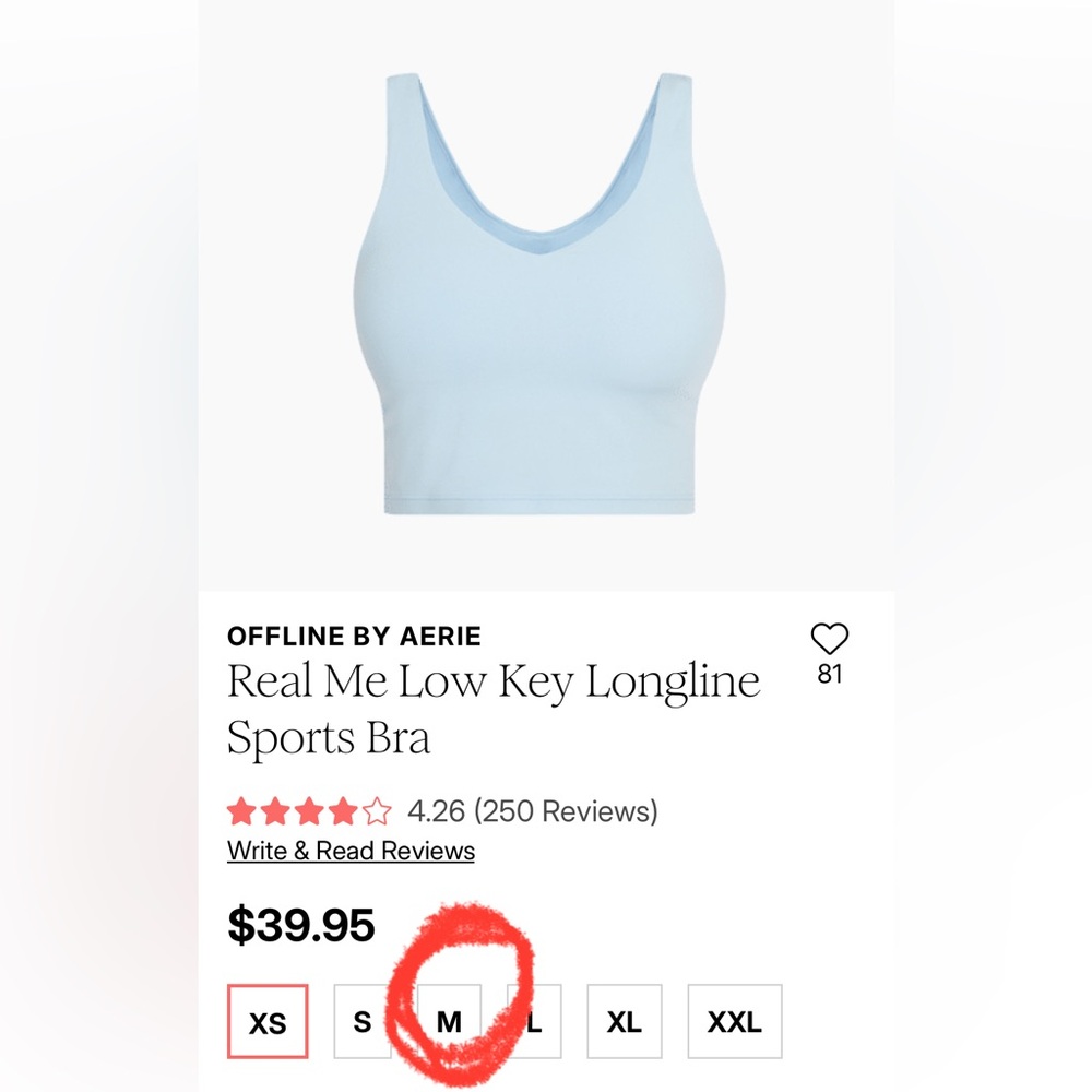 Aerie Light Blue Longline Sports Bra